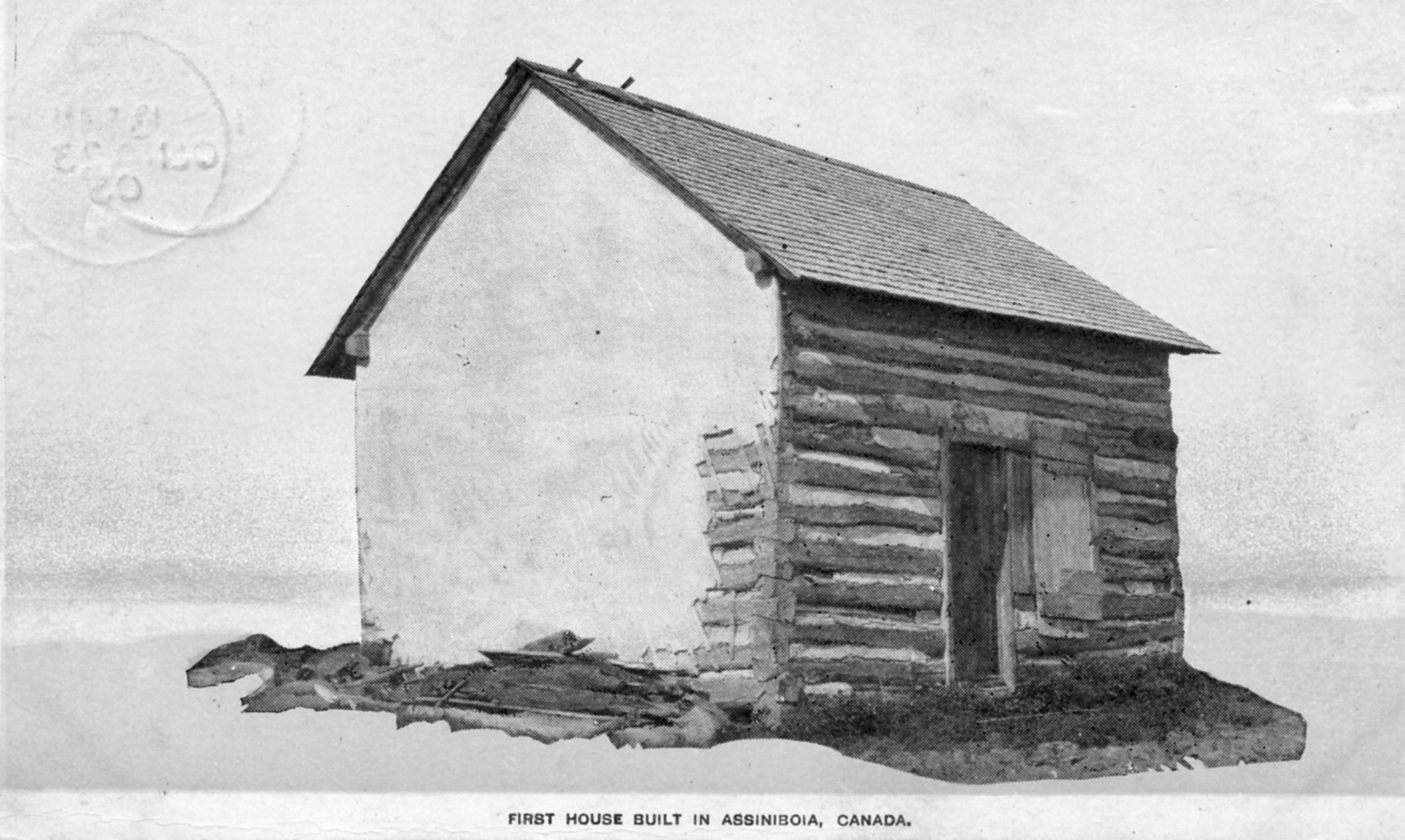 First House built in Assinaboia, present-day Saskatchewan. Historic Photograph 1905 © www.prairie-towns.com