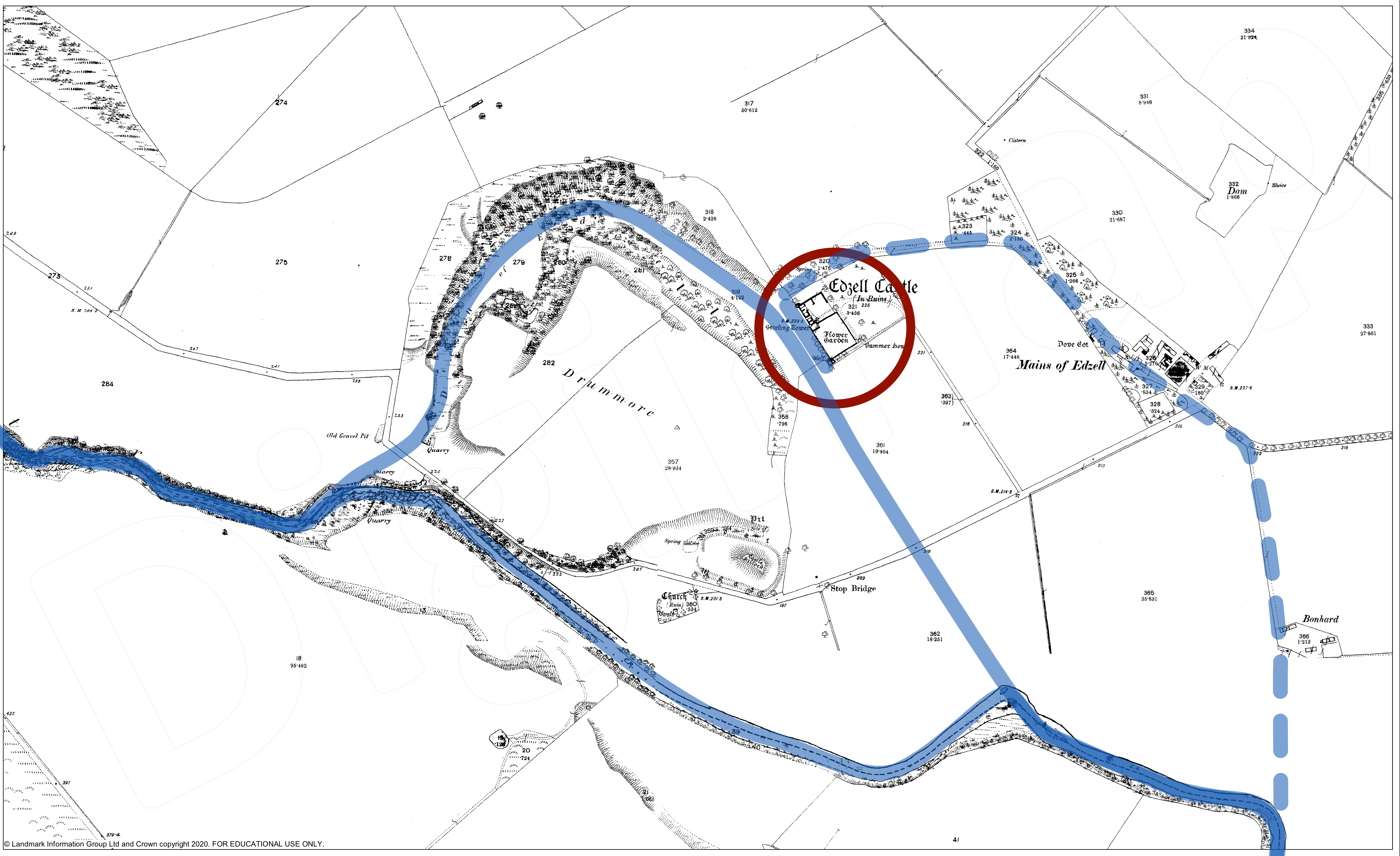 Reconstruction of the site of Edzell in 1600