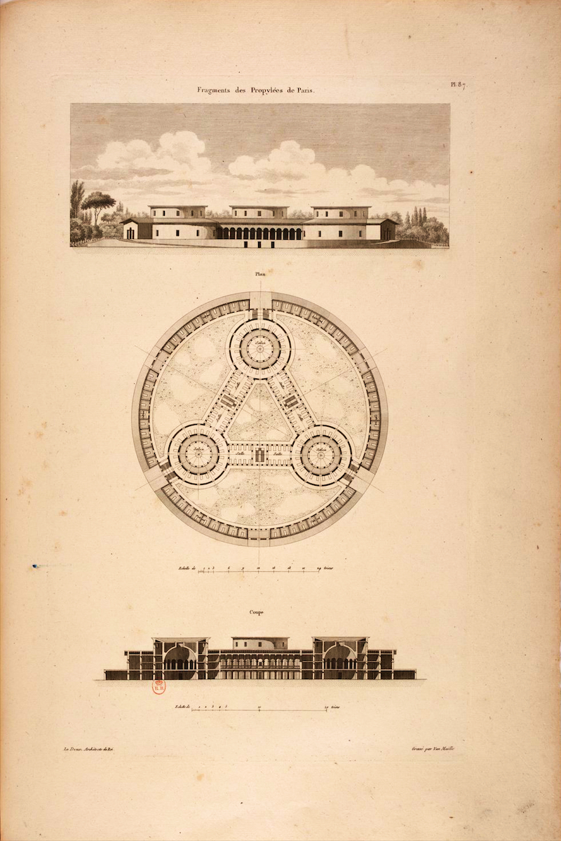 Claude-Nicolas Ledoux: Project for a Country Inn, Paris from C.N. Ledoux: L'architecture considérée sous le rapport de l'art, des moeurs et de la législation. Tome 1  (Paris 1804)