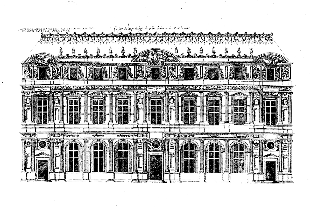 Pierre Lescot: Lescot Wing, Louvre, Paris (1546-51) from Jacques Androuet du Cerceau: Les plus excellents bastiments de France (Paris 1576)