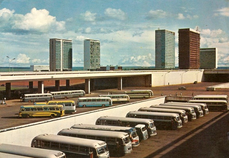Bus Station Brasilia 1960s Archive Photograph