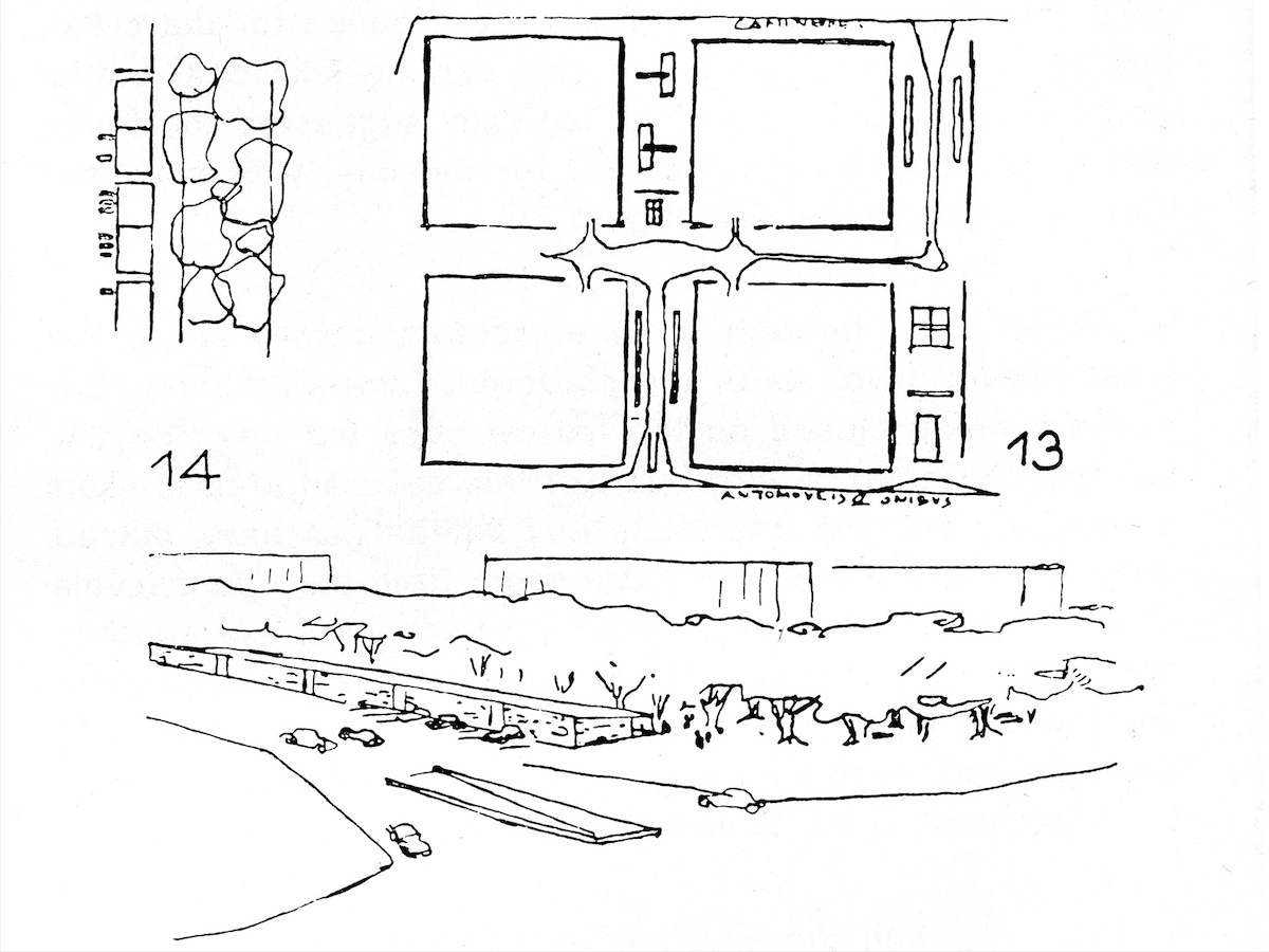 Lucio Costa: Competition sketch for the superquadras, Brasília 1956.