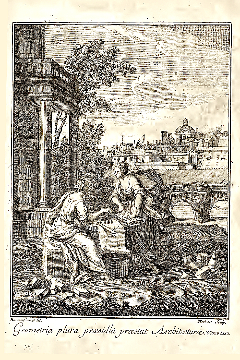 Amédée-François Frézier: La Théorie et la Pratique de la Coupe des Pierres (Strasbourg and Paris 1737) Book 1 Frontispiece;