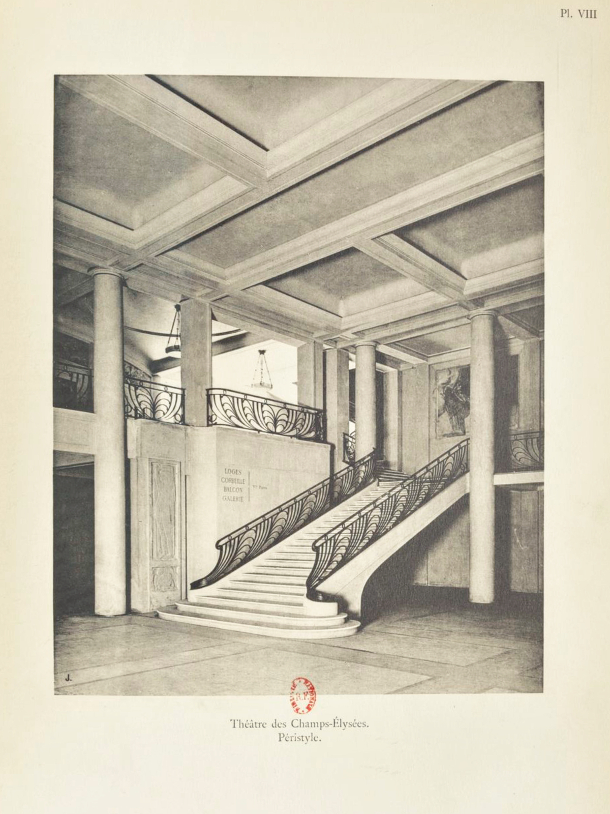 Auguste Perret: Théâtre des Champs-Élysées 1913 Plate VIII from Paul Jamot: A. G. Perret et l'architecture du béton armé (Paris and Brussels: Librairie Nationale 1927)